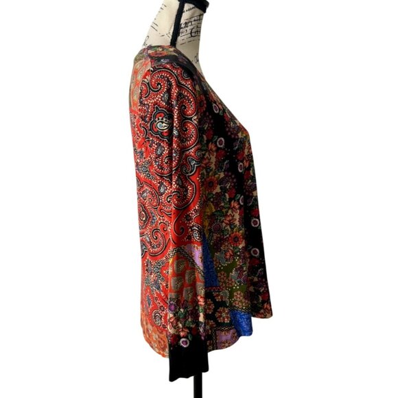 Johnny Was Moa Favorite Top Boho Long Sleeve Bamboo Floral Patchwork Size XS - Picture 3 of 9